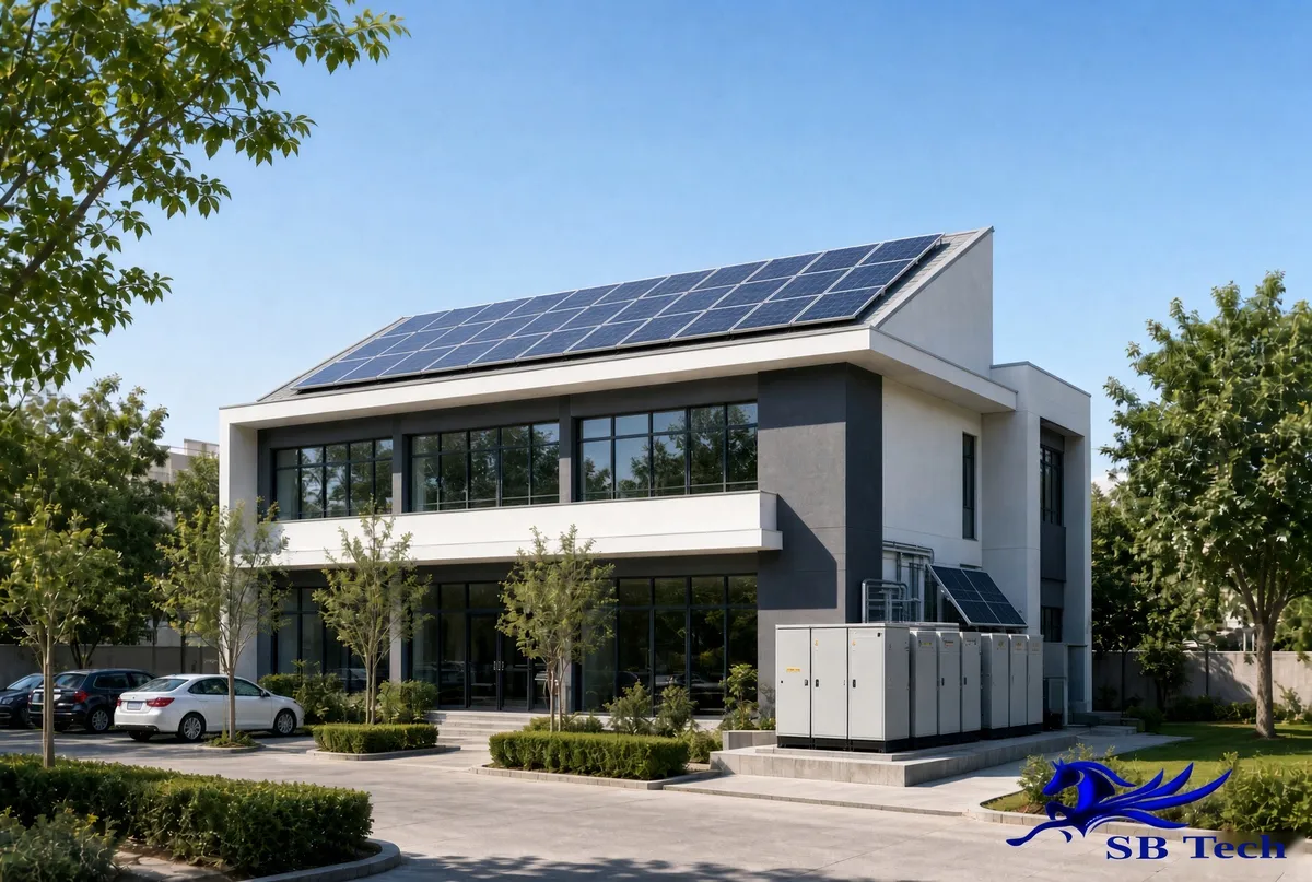SB Tech commercial hybrid solar power system 5 kW and above – illustration