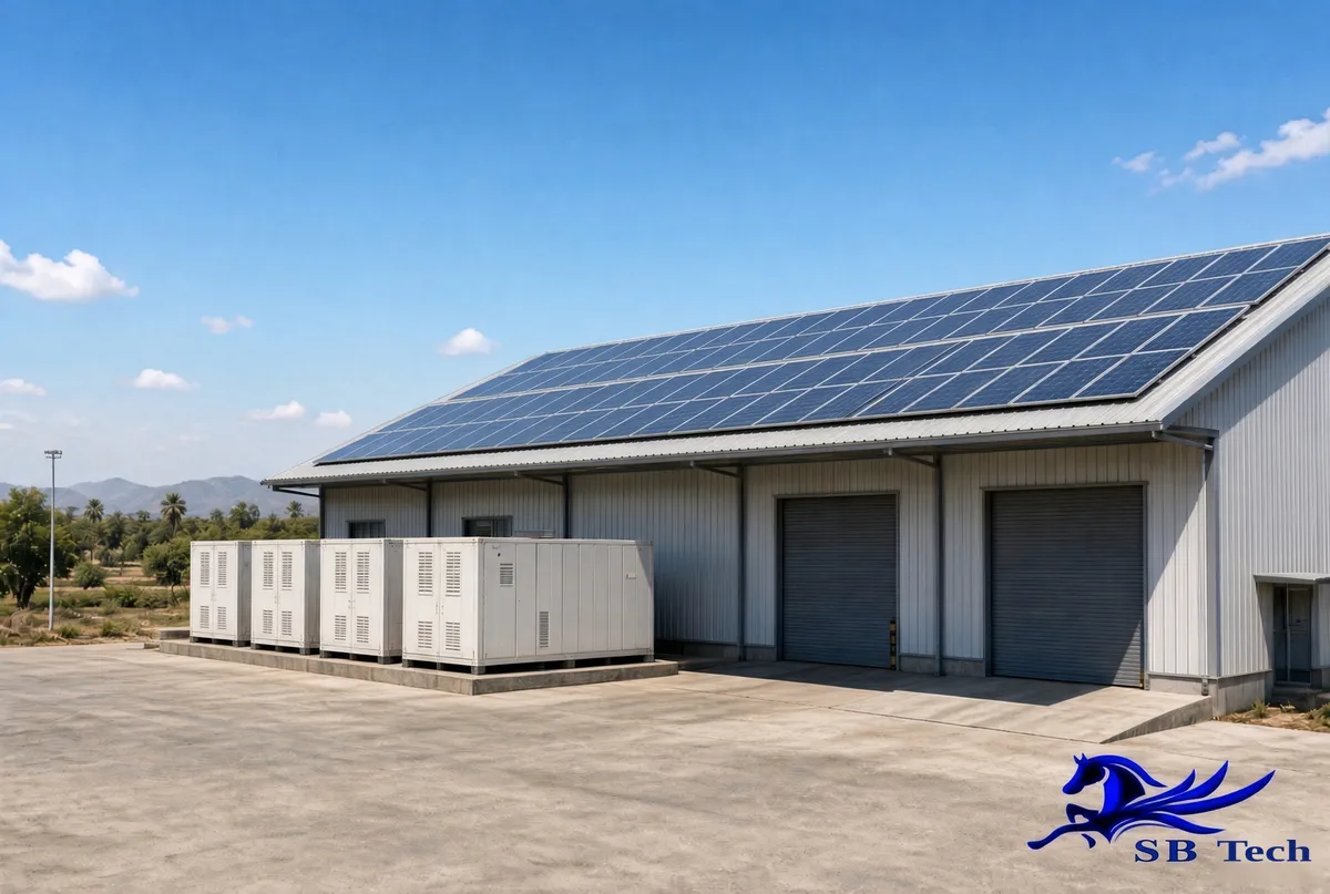 SB Tech commercial off-grid solar power system 5 kW and above – illustration