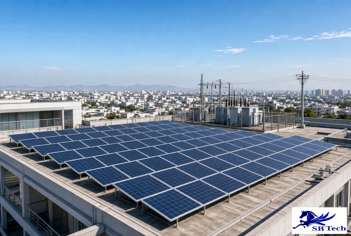 SB Tech commercial on-grid solar power system 5 kW and above – illustration